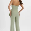 Fashion Lavish Alice Ada Waterfall Frill Jumpsuit In Sage Green