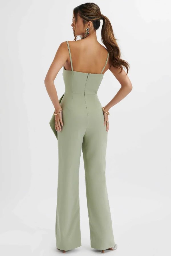 Fashion Lavish Alice Ada Waterfall Frill Jumpsuit In Sage Green