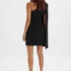 Cheap Lavish Alice Aire Boned One Shoulder Cape Blazer Dress In Black