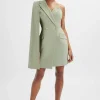 Best Lavish Alice Aire One Shoulder Cape Blazer Dress In Sage Green