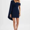 Clearance Lavish Alice Aiza Asymmetric Cape Mini Dress In Navy