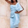 Best Lavish Alice Alayna Extreme Bow Midi Dress In Baby Blue Satin