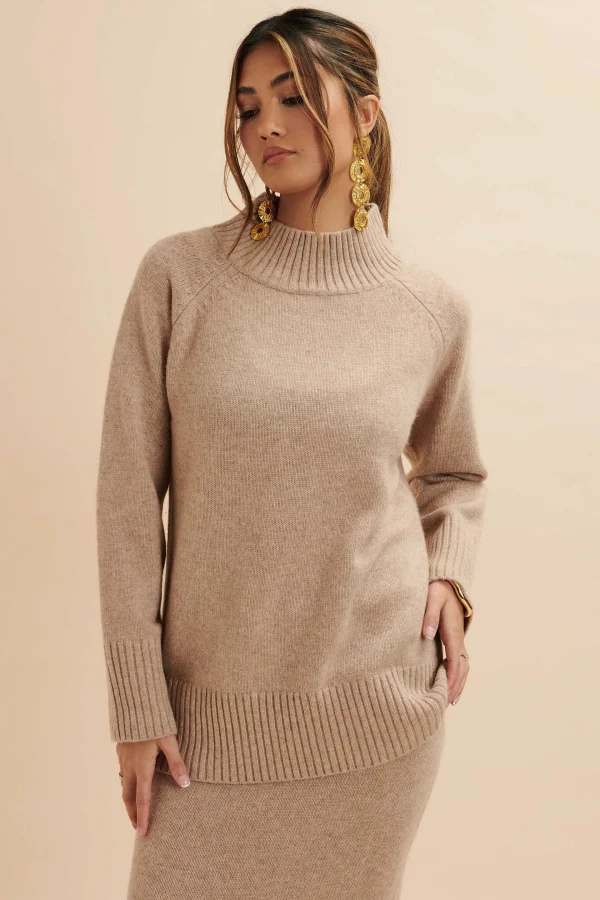 Sale Lavish Alice Amari Knitted Cashmere Blend Jumper In Beige