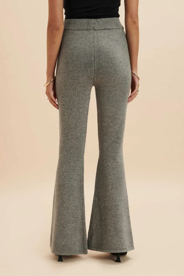 Cheap Lavish Alice Ayzel Knitted Cashmere Blend Fit & Flare Trousers In Grey