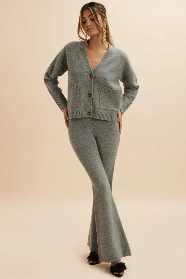 Cheap Lavish Alice Ayzel Knitted Cashmere Blend Fit & Flare Trousers In Grey