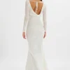 Hot Lavish Alice Betsy Burnout Stretch Devore Drape Back Maxi In White