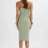 Hot Lavish Alice Bonnie Waterfall Frill Midi Dress In Sage Green