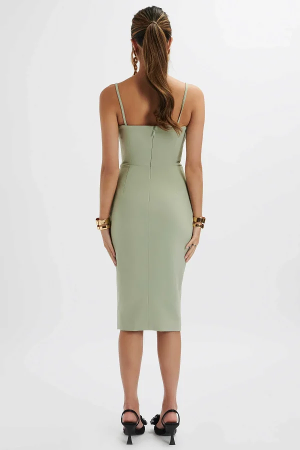 Hot Lavish Alice Bonnie Waterfall Frill Midi Dress In Sage Green