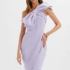 Best Lavish Alice Cameron One Shoulder Statement Bow Midi Dress In Lilac