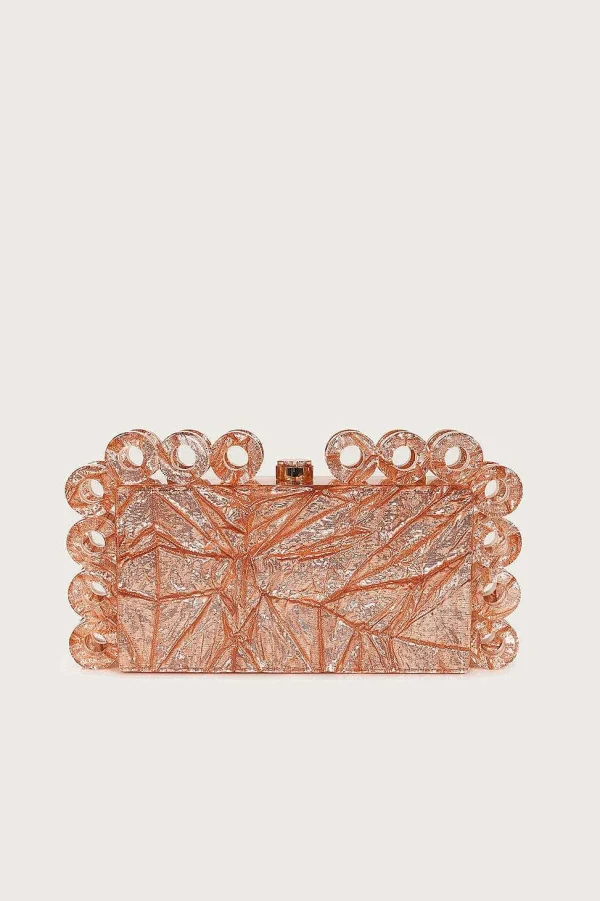 Hot Lavish Alice Celeste Circular Textured Box Clutch Bag In Rose Gold