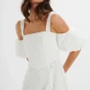 Fashion Lavish Alice Charli Off Shoulder Broderie Dress In White