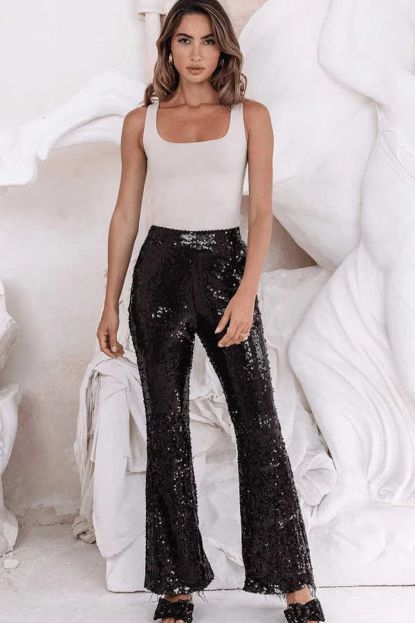 Best Lavish Alice Clarissa Sequin Fit And Flare Trouser In Black