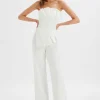 Sale Lavish Alice Elara Asymmetric Pleated Frill Straight Leg Jumpsuit In White