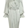 Best Lavish Alice Elise Satin Wrap Shirt Dress In Sage