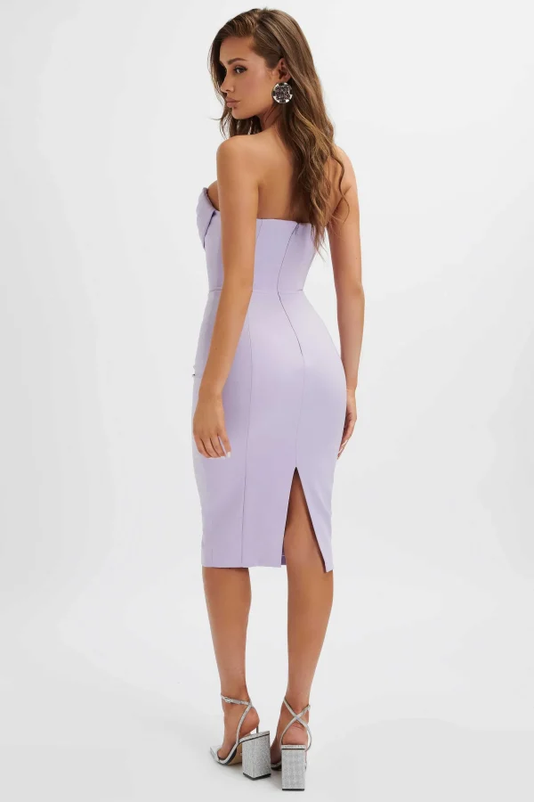 Best Sale Lavish Alice Ella Pleated Cowl Bandeau Midi Dress In Lilac