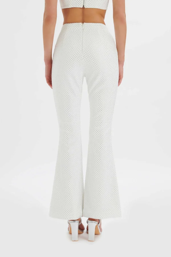 Outlet Lavish Alice Ellisa Crystal Embellished Fit And Flare Trouser In White