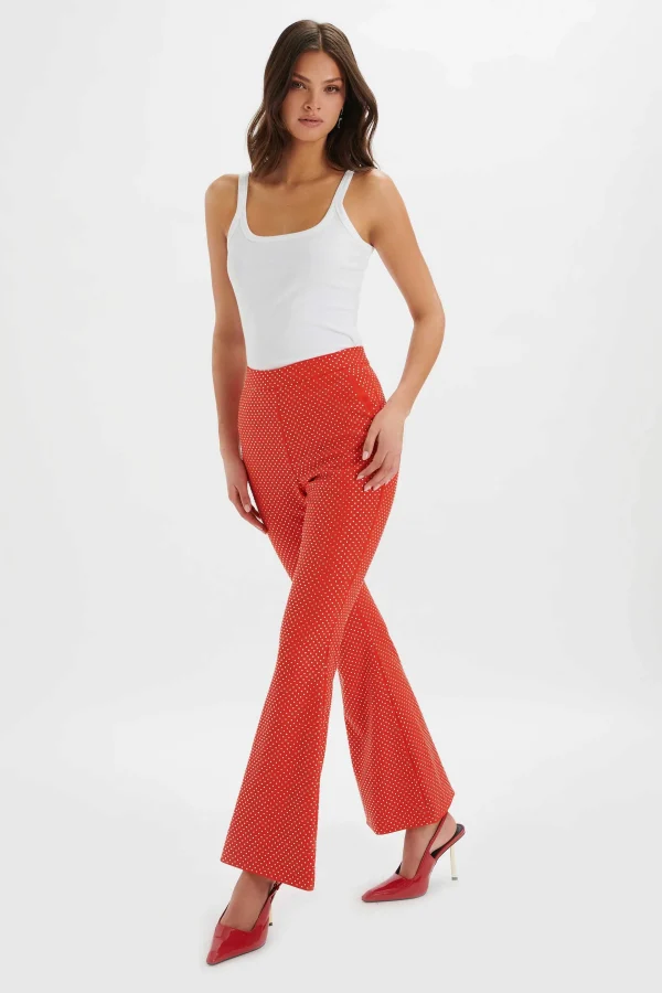 Shop Lavish Alice Ellisa Crystal Embellished Fit And Flare Trousers In Red