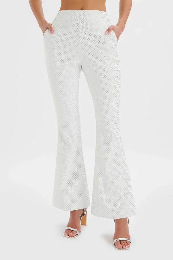 Outlet Lavish Alice Ellisa Crystal Embellished Fit And Flare Trouser In White