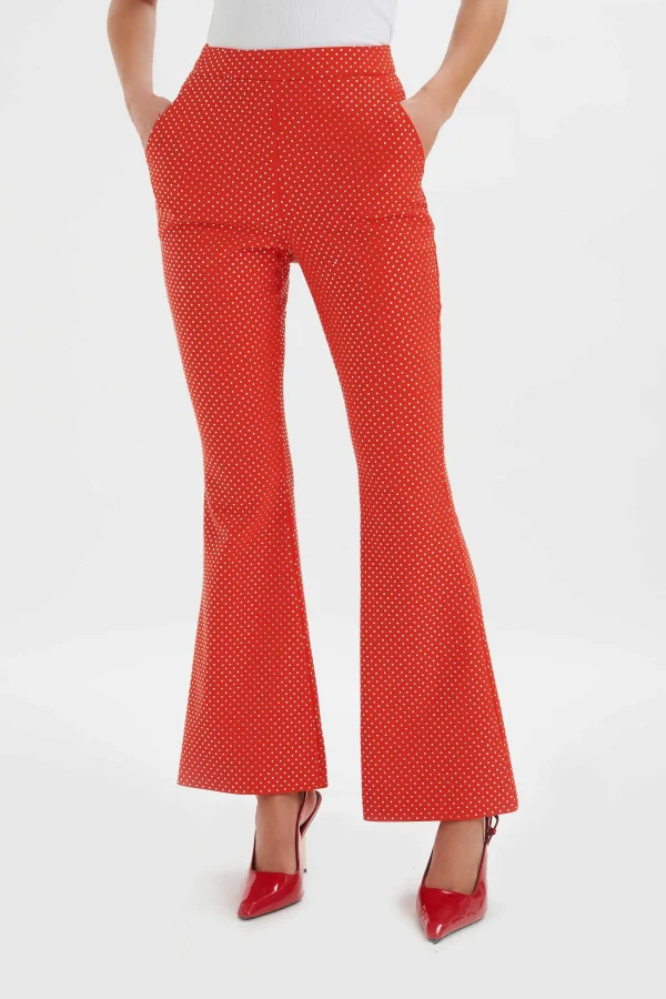 Shop Lavish Alice Ellisa Crystal Embellished Fit And Flare Trousers In Red