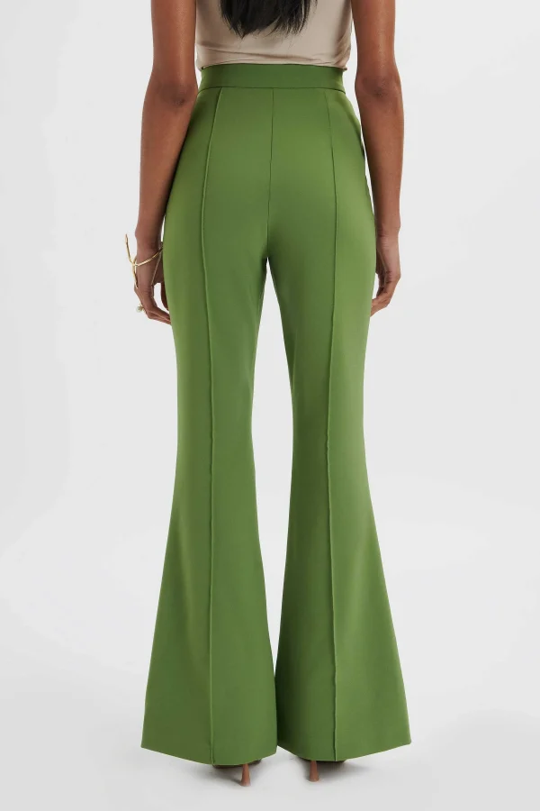 New Lavish Alice Emelie Fit & Flare Tailored Trouser In Green