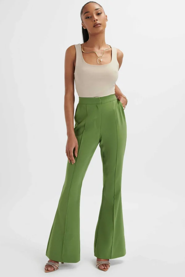 New Lavish Alice Emelie Fit & Flare Tailored Trouser In Green