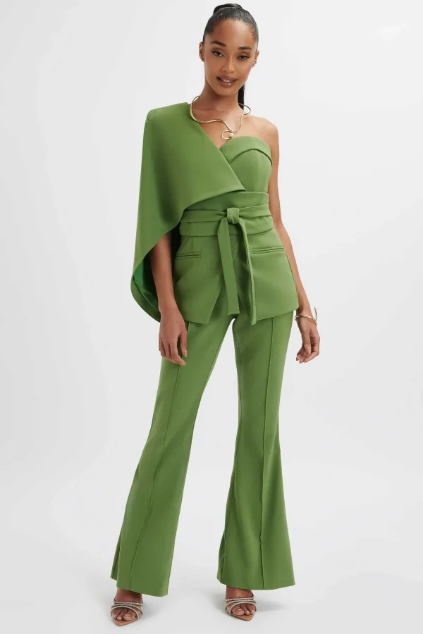 New Lavish Alice Emelie Fit & Flare Tailored Trouser In Green