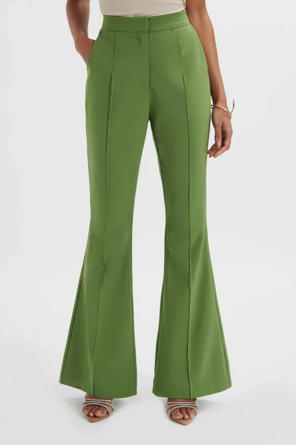 New Lavish Alice Emelie Fit & Flare Tailored Trouser In Green