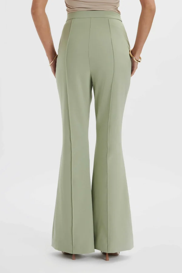 Sale Lavish Alice Emelie Fit & Flare Trousers In Sage Green