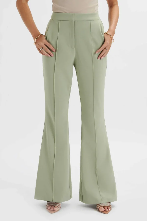 Sale Lavish Alice Emelie Fit & Flare Trousers In Sage Green