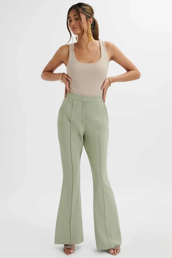 Sale Lavish Alice Emelie Fit & Flare Trousers In Sage Green