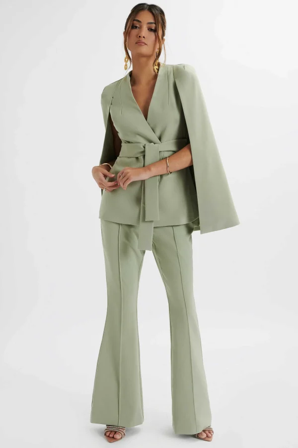 Sale Lavish Alice Emelie Fit & Flare Trousers In Sage Green