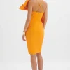 Cheap Lavish Alice Esther Bow Detail Wrap Skirt Midi Dress In Orange