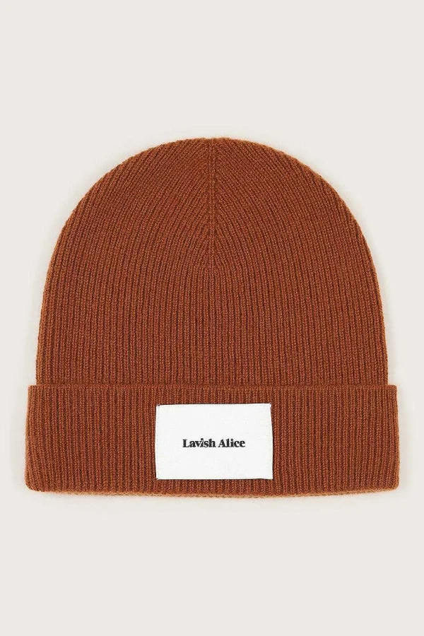 Online Lavish Alice Ezra Knitted Cashmere Blend Beanie In Camel