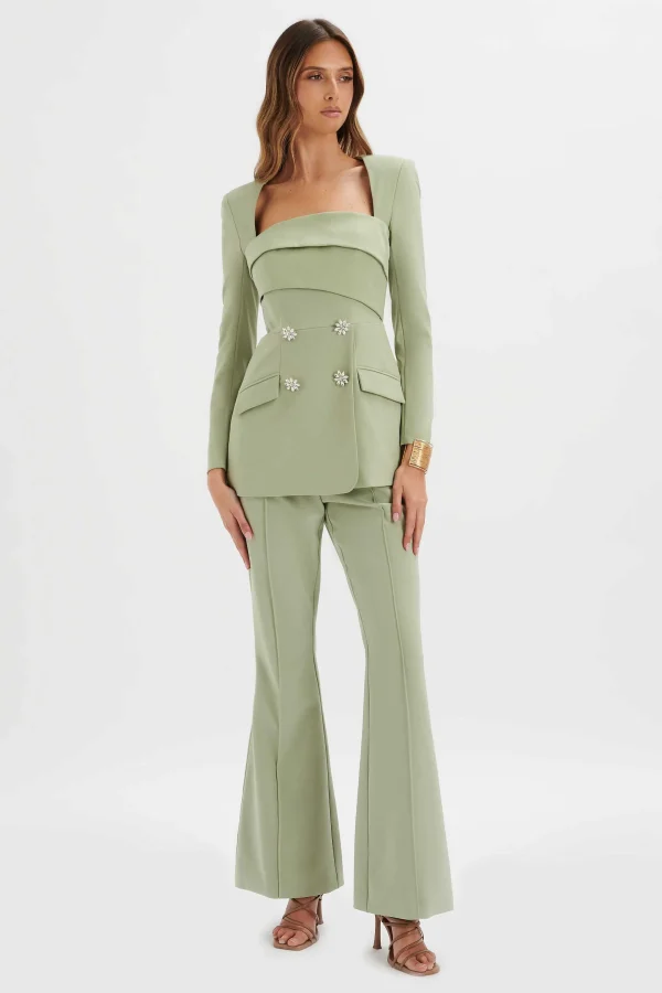 Flash Sale Lavish Alice Freja Tailored Bandeau Blazer In Sage Green