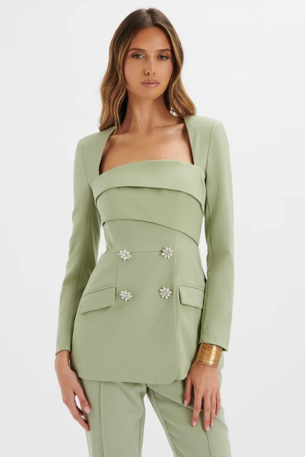 Flash Sale Lavish Alice Freja Tailored Bandeau Blazer In Sage Green