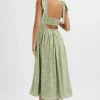 Sale Lavish Alice Halle Micro Button Midi Sundress In Ditsy Floral Sage Green