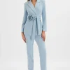 Sale Lavish Alice Jasmin Obi Belt Blazer With Flower Detail In Cornflower Blue