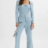 Outlet Lavish Alice Jessie Diamante Trim Tailored Jumpsuit In Pastel Blue