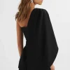 Cheap Lavish Alice Juno Obi Belted Asymmetric Cape Blazer In Black