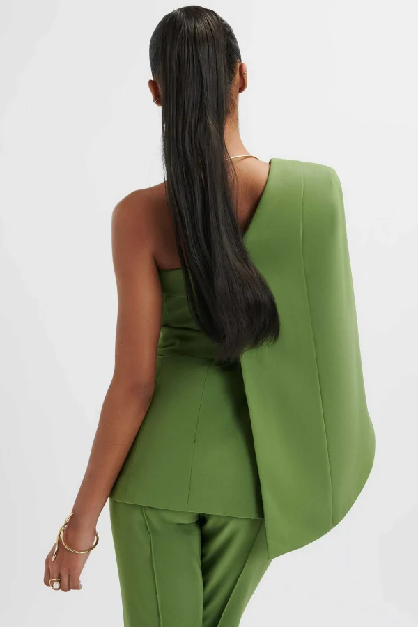 Online Lavish Alice Juno Obi Belted Asymmetric Cape Blazer In Green