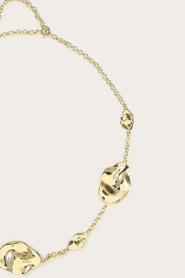 Online Lavish Alice Karia Hammered Effect Oval Charm Gold Necklace