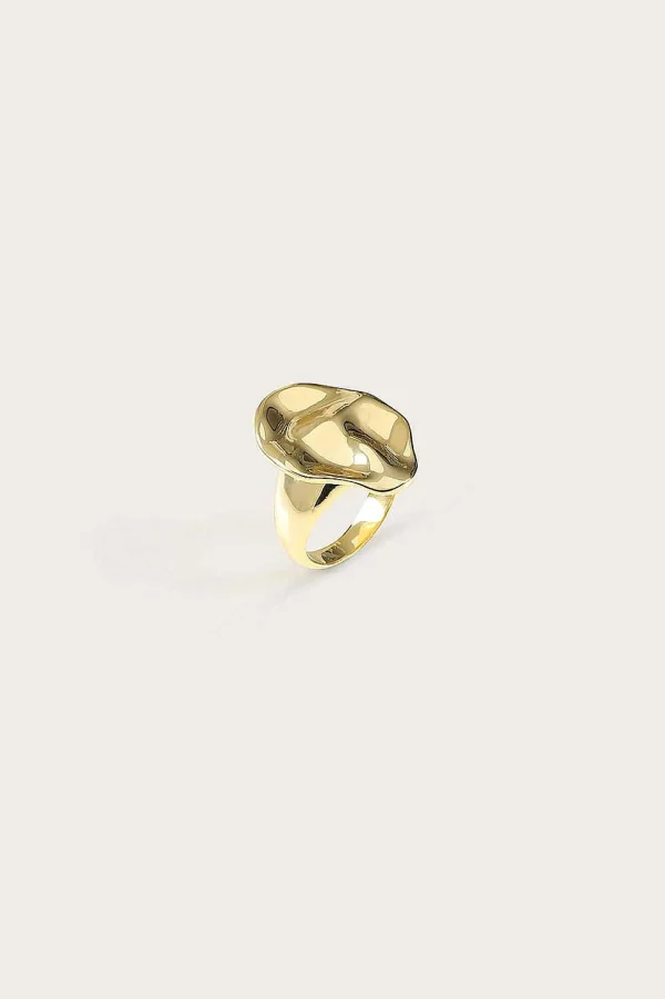 Hot Lavish Alice Leora Hammered Effect Oval Gold Ring