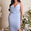 Shop Lavish Alice Liliana Curve Cross Back Cowl Neck Midi Dress In Cornflower Blue