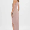 New Lavish Alice Madeline Satin Cross Front Wrap Maxi Dress In Dusty Purple