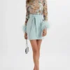 Shop Lavish Alice Medina Embellished Feather Cuff Mini Dress In Blue