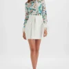 Shop Lavish Alice Medina Embellished Feather Cuff Mini Dress In White