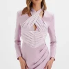 Fashion Lavish Alice Mia Satin Mix Halterneck Blazer Dress In Lilac