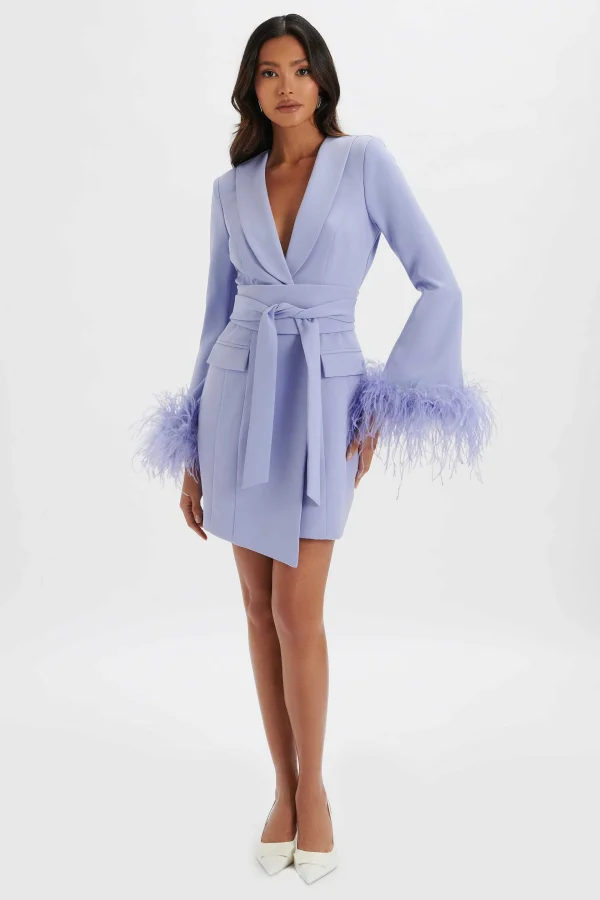 Clearance Lavish Alice Nikola Feather Cuff Blazer Dress In Cornflower Blue