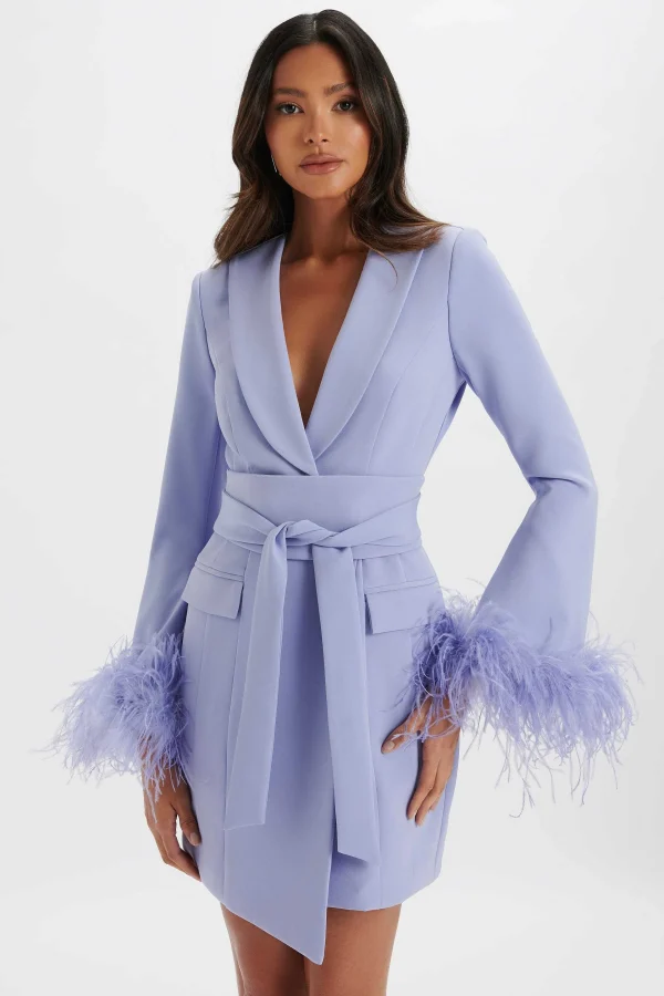 Clearance Lavish Alice Nikola Feather Cuff Blazer Dress In Cornflower Blue