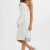 Clearance Lavish Alice Pandora Asymmetric Oversized Statement Bow Midi Dress In White